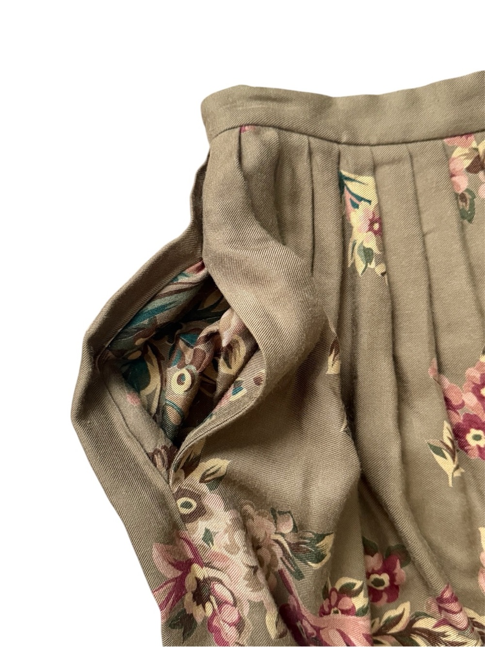 Vintage Ralph Lauren Blue Label Floral Pleated Wool Blend Maxi Skirt Size 12 - Picture 6 of 12